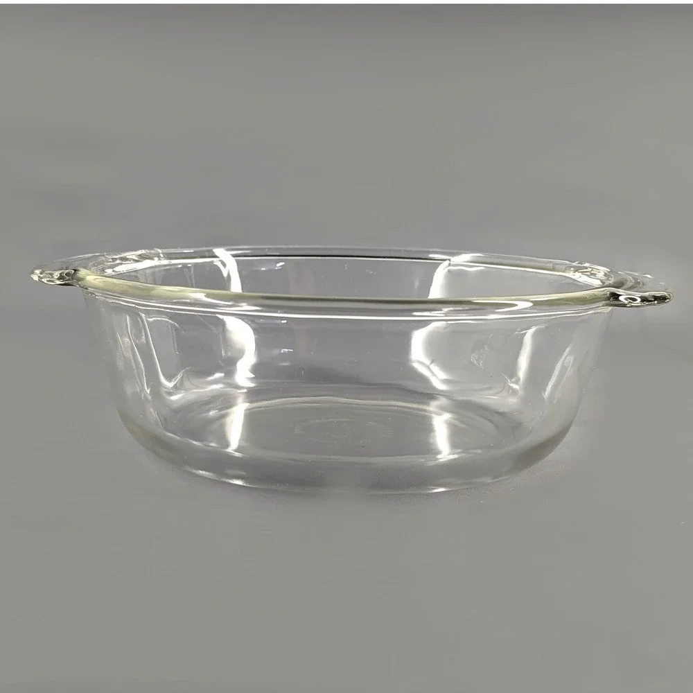 Fire-King Clear Glass Round Casserole Dish 443 Oven Proof Made in USA 1.5 Qt